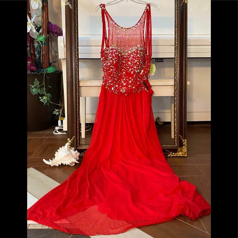 Red long sequined dress new w/tags